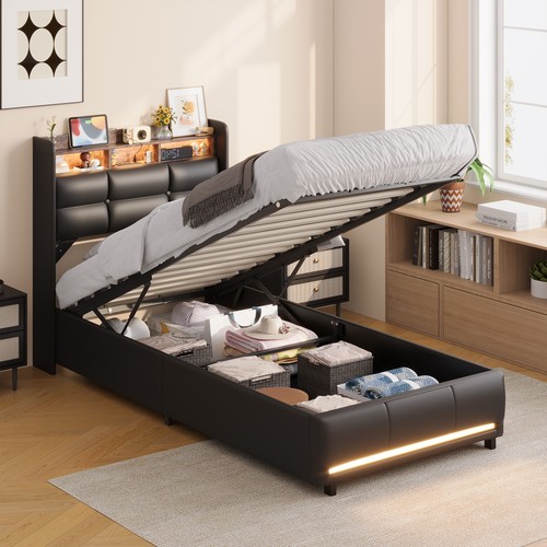 3ft single led ottoman bed - led,
