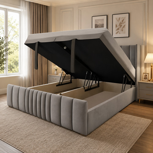 Ottoman divan winged panel bed - winged,