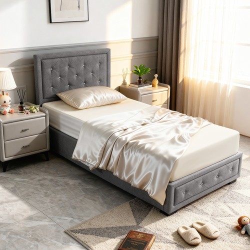 Fabric diamante ottoman bed - ottoman,
