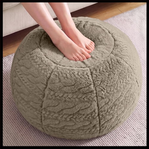 Brown plush ottoman - brown, footrest
